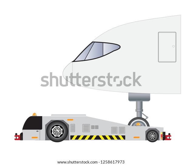 Airport tow truck  with passenger airplane\
vector and\
illustration
