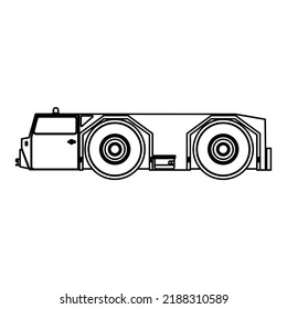 Airport tow truck transportation vector icon illustration outline. Vehicle aviation service transport isolated white line thin