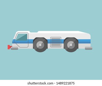 Airport tow truck vector illustration. Ground service wehicle picture. Powerful towing machine flat design