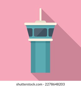 Airport tower icon flat vector. Airplane flight. Travel trip