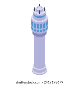 Airport tower icon isometric vector. Plane security. Cleaning care service