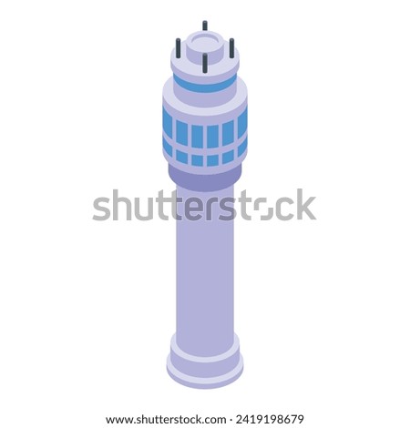 Airport tower icon isometric vector. Plane security. Cleaning care service