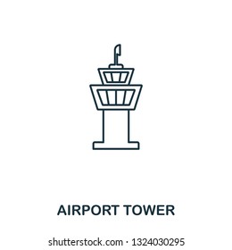 Airport Tower icon. Outline thin line style from airport icons collection. Pixel perfect Airport Tower icon for web design, apps, software, print usage