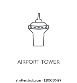 Airport Tower Linear Icon. Airport Tower Concept Stroke Symbol Design. Thin Graphic Elements Vector Illustration, Outline Pattern On A White Background, Eps 10.