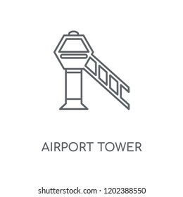 Airport Tower Linear Icon. Airport Tower Concept Stroke Symbol Design. Thin Graphic Elements Vector Illustration, Outline Pattern On A White Background, Eps 10.