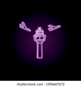 Airport tower neon icon. Elements of airport set. Simple icon for websites, web design, mobile app, info graphics