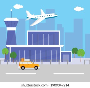 Airport Tower Royalty flat design