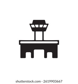 Airport tower silhouette vector design symbol on a clean white background