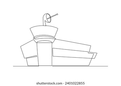 Airport tower. Transportation public area drawing by simple continuous line. Vector, transportation minimalist concept.