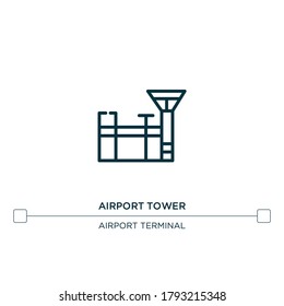airport tower vector line icon. Simple element illustration. airport tower outline icon from airport terminal concept. Can be used for web and mobile
