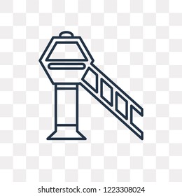 Airport tower vector outline icon isolated on transparent background, high quality linear Airport tower transparency concept can be used web and mobile