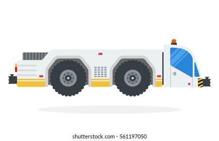 Objeto de diseño de material plano vectorial del tractor del aeropuerto. Ilustración aislada sobre fondo blanco.