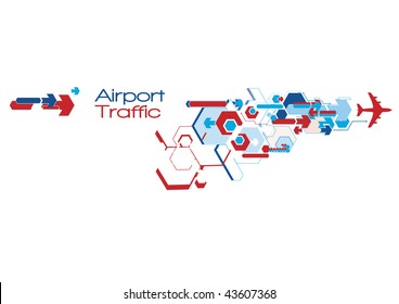 Airport traffic abstract graphics in movement