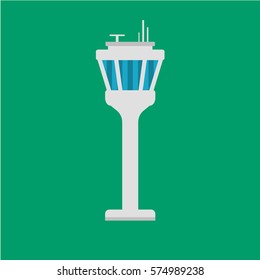 Airport Traffic Control Tower flat icon, sign and symbol. Vector Illustration.