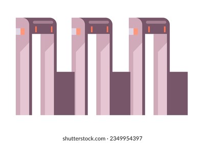 Concepto de control electrónico de la seguridad de acceso a la estación de tren del aeropuerto. Ilustración de diseño gráfico plano vectorial
