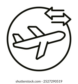Ilustración vectorial de la línea de ícono de traslado al aeropuerto