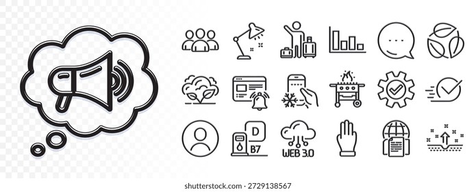 Airport transfer, Refrigerator app and Table lamp line icons for web app. Glare of light effect. Message icon. Pack of Internet notification, Checkbox, Three fingers pictogram icons. Vector