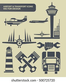 Airport and transport icon set,clean vector