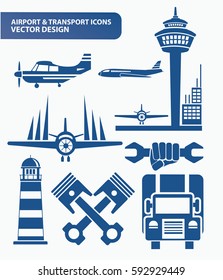 Airport and transport icon set,clean vector