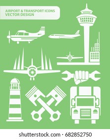 Airport and transport icon set,vector