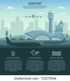 Airport and transportation airplane infographics objects