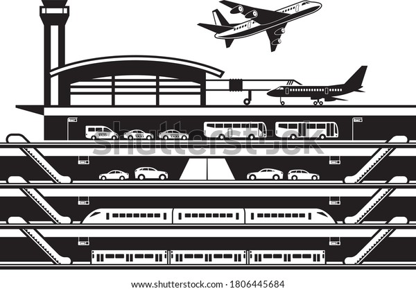Airport\
transportation hub – vector\
illustration