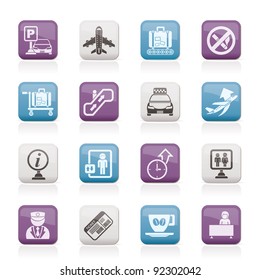 Airport and transportation icons - vector icon set