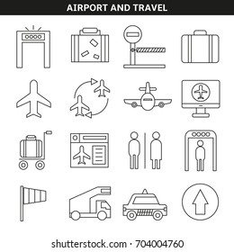 airport and travel icon in line style