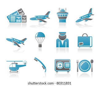Airport and travel icons - vector icon set