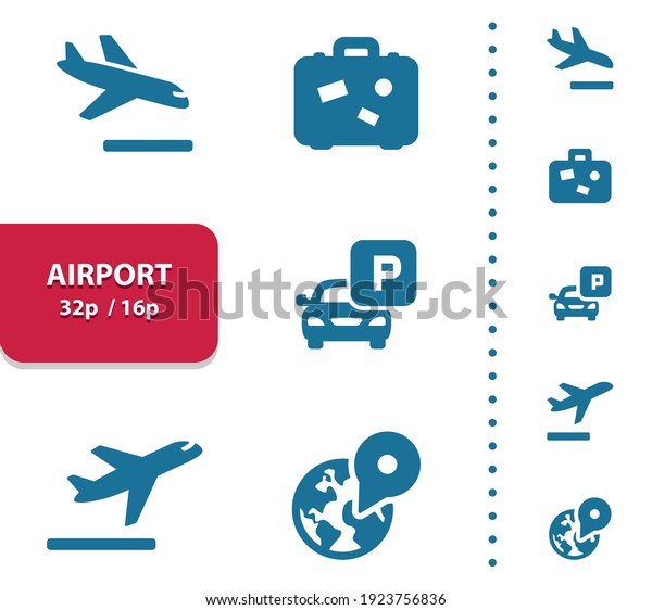 Airport, Travel,\
Tourism Icons. Professional, pixel perfect icons, EPS 10 format,\
optimized for 32p and\
16p