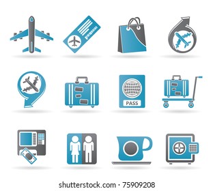 airport, travel and transportation icons 1 - vector icon set