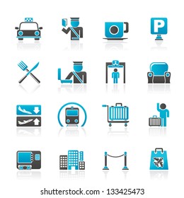 Airport, travel and transportation icons -  vector icon set 1