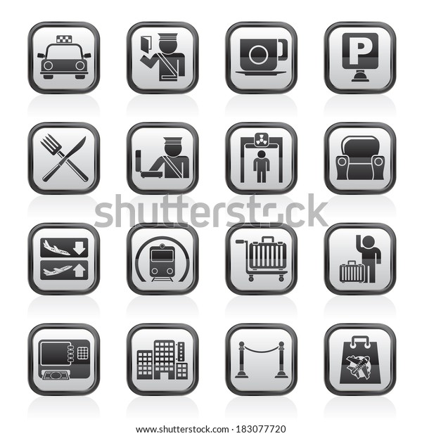 Airport, travel and transportation icons -  vector icon\
set 1