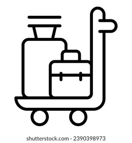 Airport trolley icon outline vector. Suitcase baggage. Travel cart