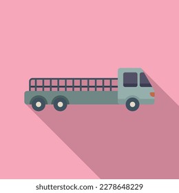 Airport truck icon flat vector. Transfer luggage. Travel terminal