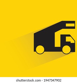 airport truck with shadow on yellow background