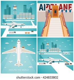 Airport vector concepts set in flat style