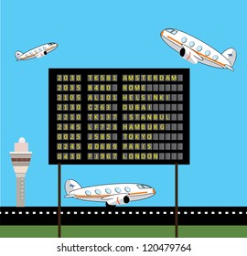 Airport vector design with flight schedules