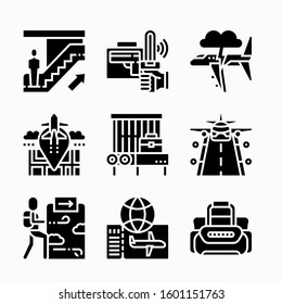 Airport vector Glyph icons set