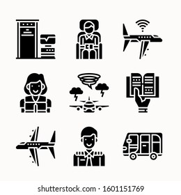 Airport vector Glyph icons set