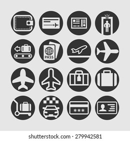 Airport vector icon set