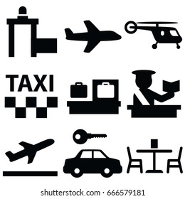 airport vector icon set