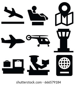 airport vector icon set