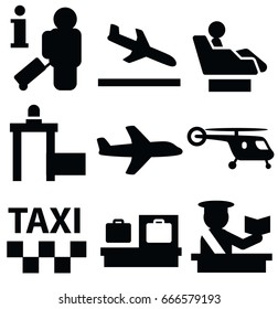 airport vector icon set