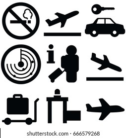 airport vector icon set