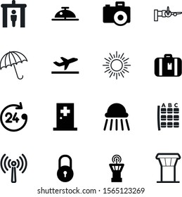 Airport Vector Icon Set Such As: Clock, Voyage, Abstract, Plan, Controller, Protect, Bell, Blueprint, First, Showering, Data, Hygiene, International, Long, Assistance, Case, Baggage, Bath, Bathing