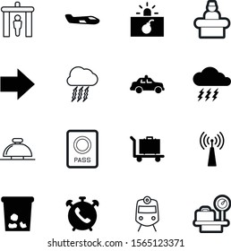 airport vector icon set such as: lighting, guard, next, cart, blank, light, manager, retro, radio, wireless, train, wake, waste, beacon, digital, wifi, glossy, station, user, private, plane, scales