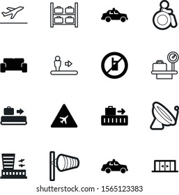 airport vector icon set such as: cellular, sky, control, moving, stairway, jet, space, step, life, train, instruments, object, ban, pictogram, handicapped, airliner, sock, doorway, tower, tag