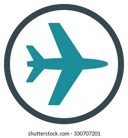 Airport vector icon. Style is flat bicolor soft blue symbol, rounded angles, white background.