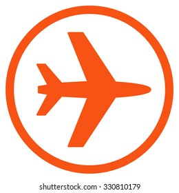 Airport vector icon. Style is flat orange symbol, rounded angles, white background.